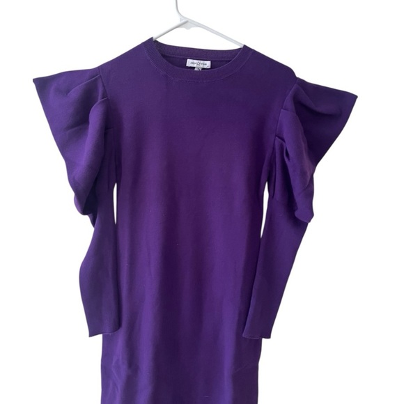 Area Stars NWT Puff Long Sleeve Knit Midi Dress in Purple Size Small - Picture 5 of 12